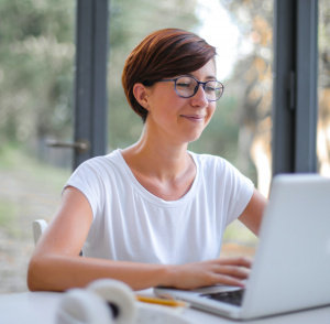 Woman Computer Smiling